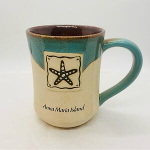 16oz Hand-Crafted Stamped Potter's Mug Starfish Design.. New Other..NO BOX